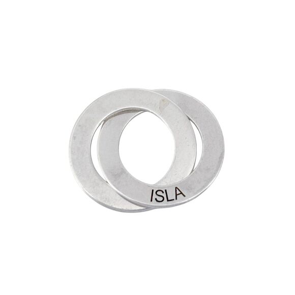 Vintage Sterling Silver 925 Double Linked Name Rings "Isla" "Lachlan" Pendant - Picture 2 of 6